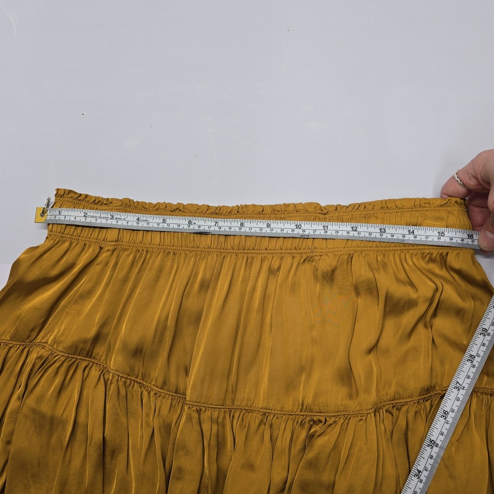 Aerie Mustard Yellow Tiered Ruffle Mini Skirt Tassel Drawstring Large 37109204 - Picture 4 of 5